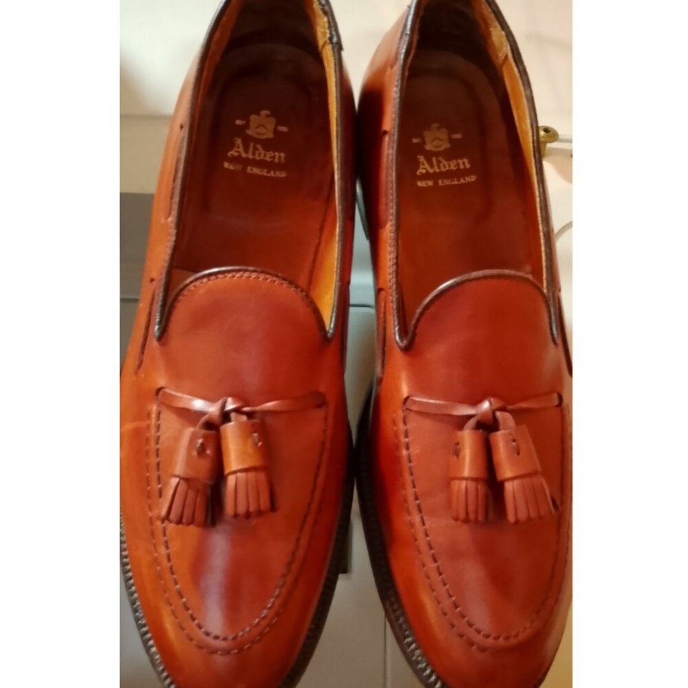 ALDEN Size 10.5 Brown Leather Tassel Moccasin Loafer